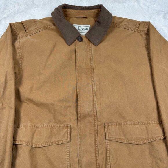 Vintage LL Bean Chore Jacket Men's Medium Brown Cotton Barn Coat Bomber DRH9 - Picture 3 of 11